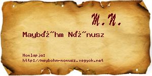 Mayböhm Nónusz névjegykártya